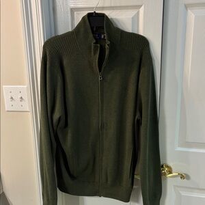 Ralph Lauren Men's Olive Green Zip-Up Cotton Mesh Sweater SZ L